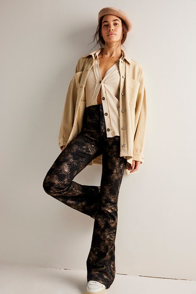 We The Free Jayde Printed Metallic Flare Jeans