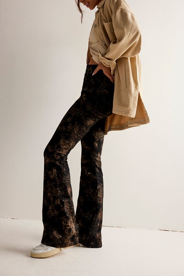 We The Free Jayde Printed Metallic Flare Jeans