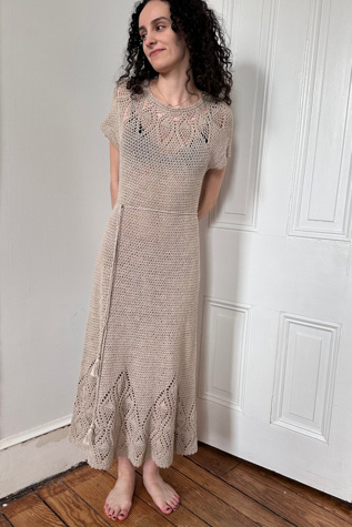 Vintage Beige Macrame Dress Selected by KA.TL.AK