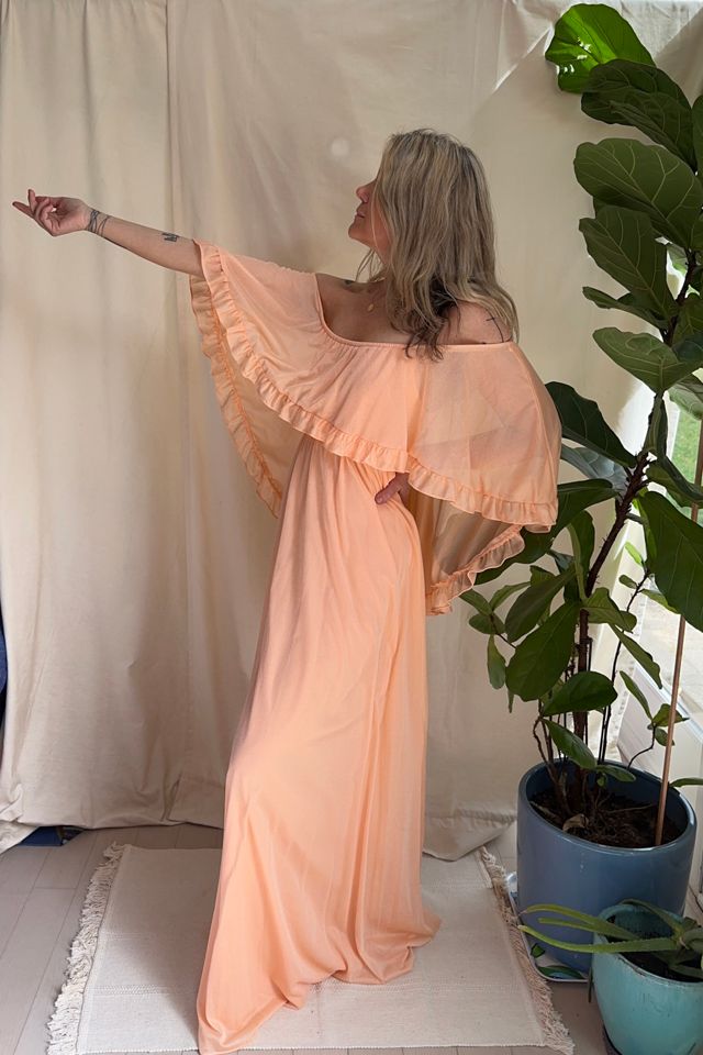 Vintage Peach Frilly Maxi Dress Selected by KA.TL.AK | Free People