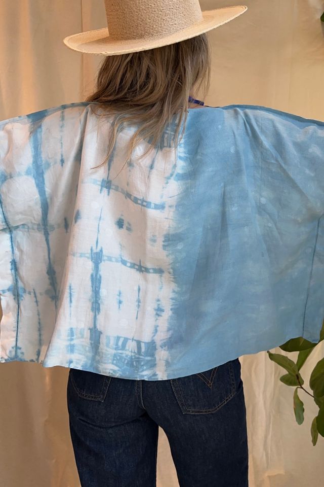 KA.TL.AK Wearable Art Vintage Textile Top with Shibori Pattern #1