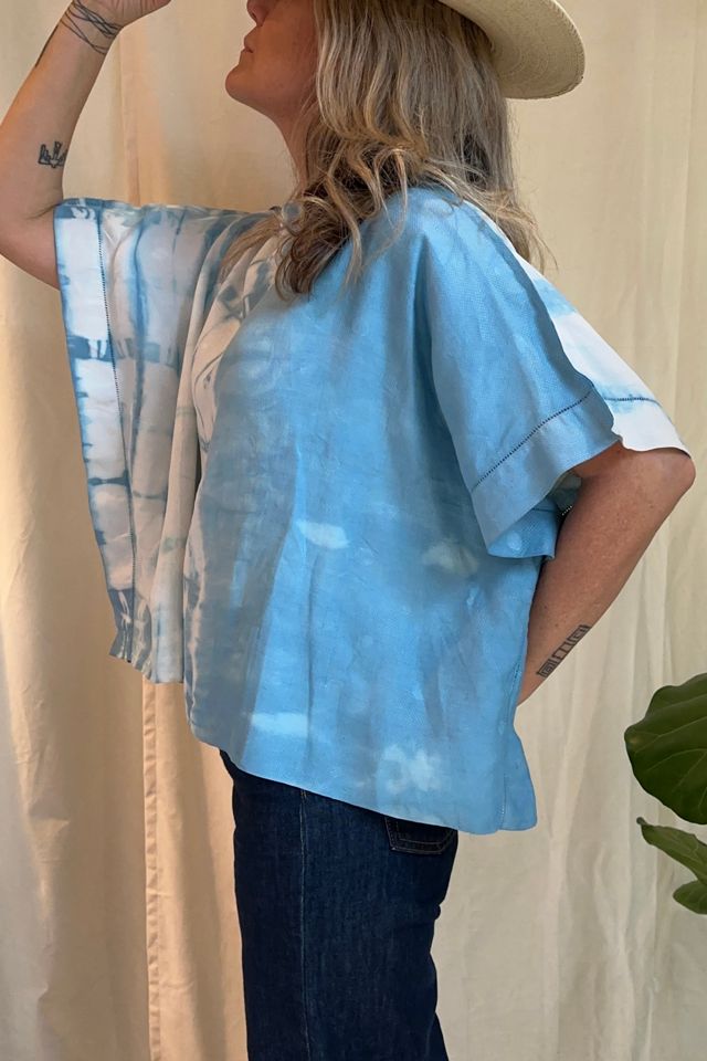 KA.TL.AK Wearable Art Vintage Textile Top with Shibori Pattern #3