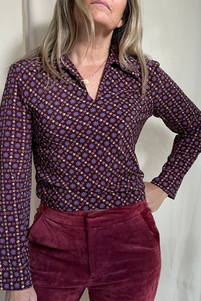 burgundy print blouse