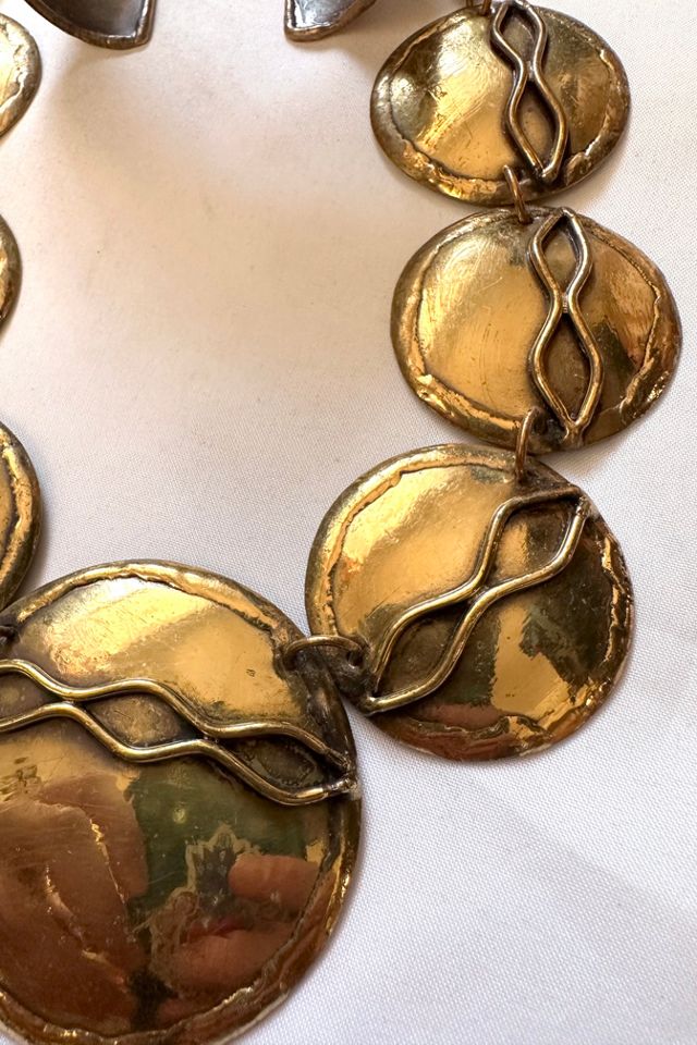 1970s Brutalist Brass Necklace and Cuff Set Selected by Cherry #3