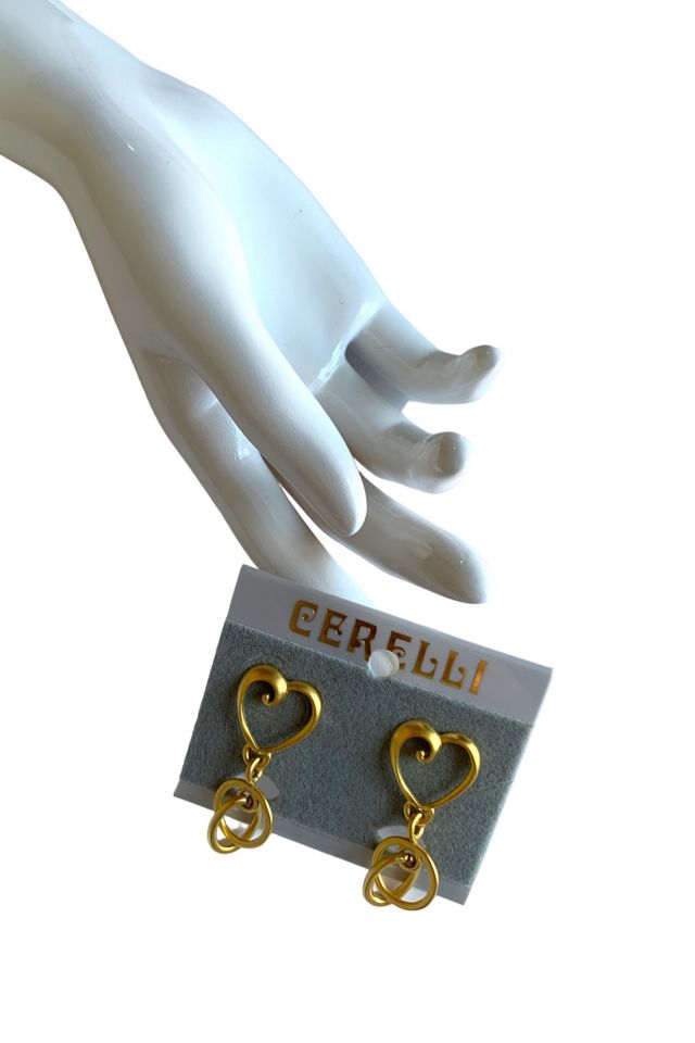 Vintage 1990s Gold Abstract Heart Drop Earrings Selected by SharpLilTeeth #2