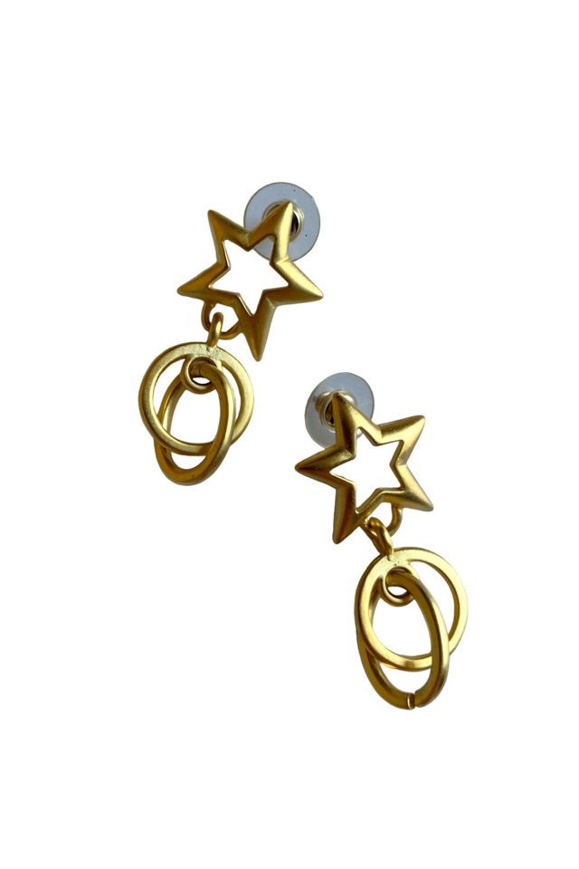Vintage 1990s Gold Star Drop Earrings Selected by SharpLilTeeth #3