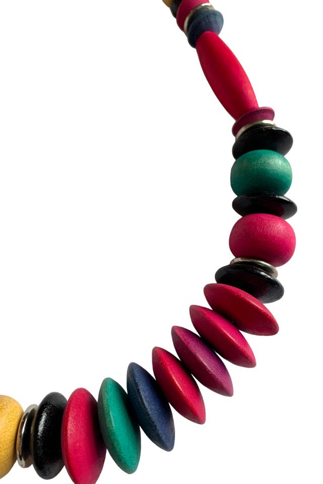 Vintage 1980s Wooden Bead Necklace Selected by SharpLilTeeth
