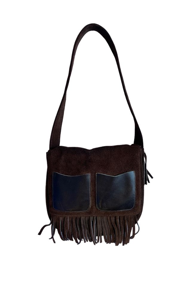 Vintage 1960s-1970s Fringed Flap Suede Bag Selected by