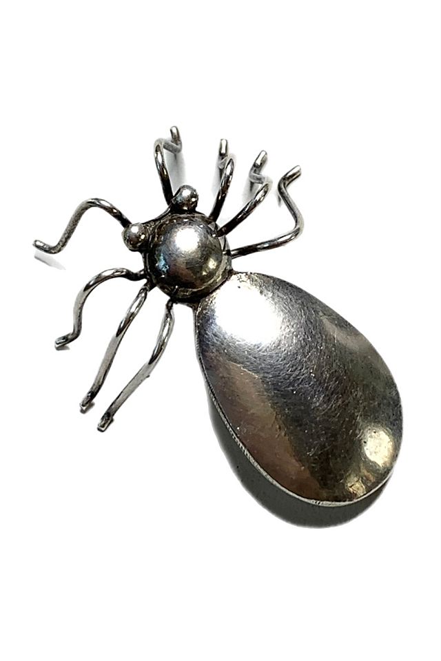 1960s Vintage Spider Brooch Sterling Silver Bug Selected by Lux