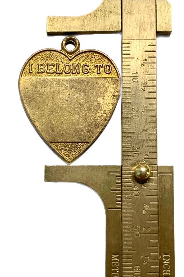 Vintage 1960s Brass Heart Pet ID Tag Pendant Selected by Lux Revival #2