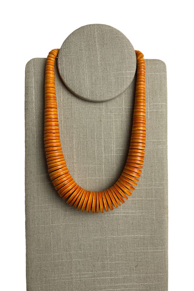 Vintage Orange Wood Necklace Selected By Ankh By Racquel Vintage