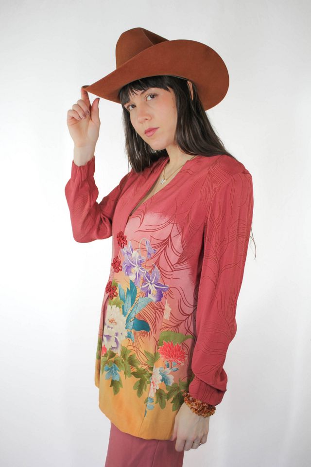Vintage Tropical Floral Print Silk Blend Blazer Selected By Moons + Junes Vintage #3