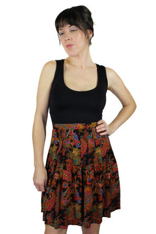 1970s Psychedelic Pleated Skirt Selected By Moons + Junes Vintage