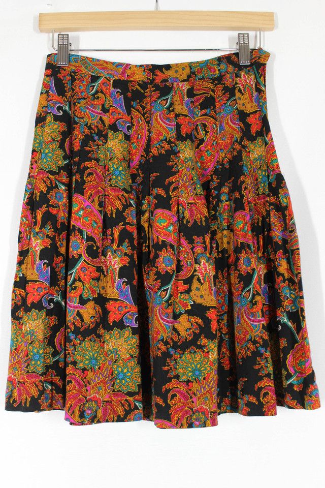 1970s Psychedelic Pleated Skirt Selected By Moons + Junes Vintage #3