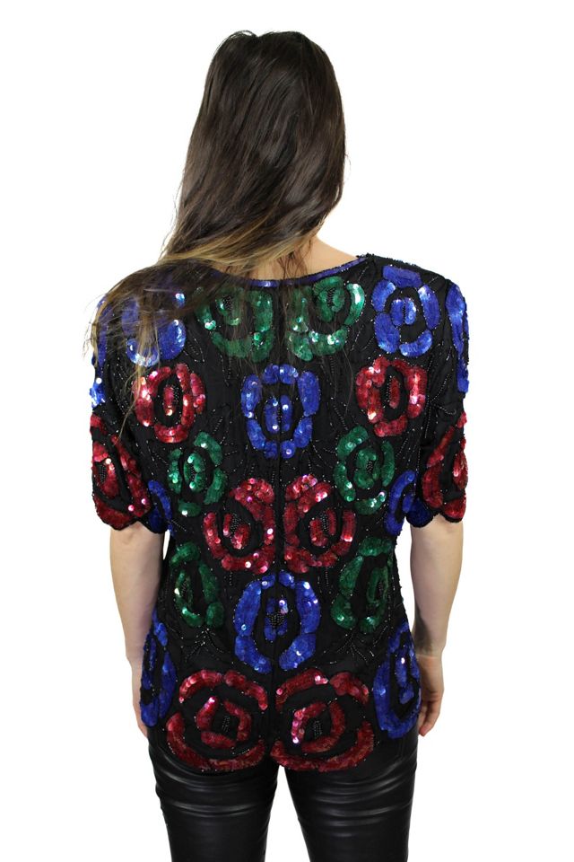 1980s Deadstock Sequin Beaded Floral Top Selected By Moons + Junes Vintage #2
