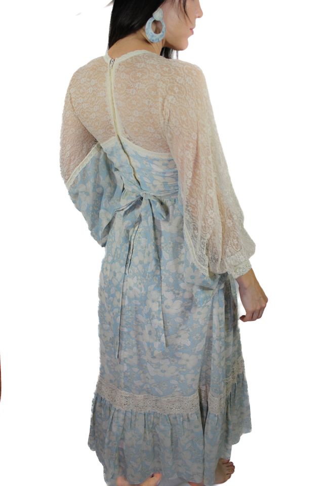 Rare 1970s Gunne Sax Lacey Blue Floral Dress Selected By Moons + Junes Vintage #2