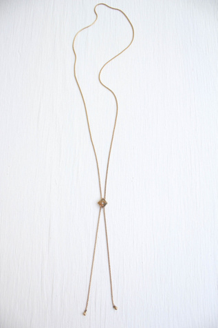 Vintage Gold Diamond Herringbone Bolo Tie Necklace Selected By Moons + Junes Vintage
