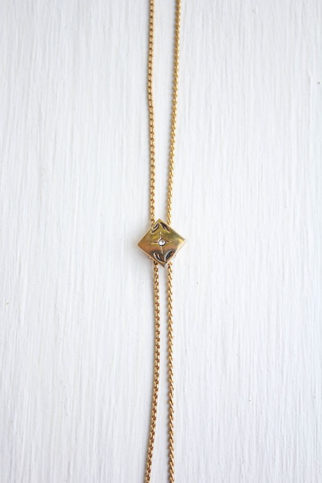 Vintage Gold Diamond Herringbone Bolo Tie Necklace Selected By Moons + Junes Vintage #2