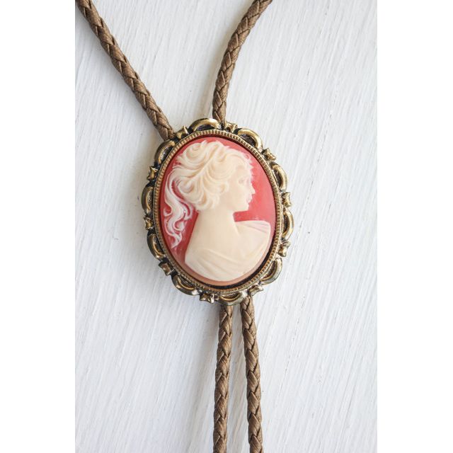 Vintage Victorian Cameo Brooch Bolo Tie Selected By Moons + Junes Vintage #1
