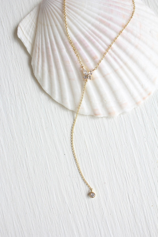 Vintage Rhinestone Diamond Butterfly Gold Necklace Selected By Moons + Junes Vintage