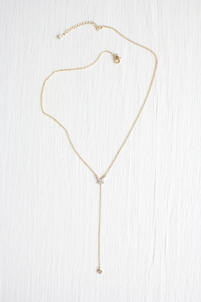 Vintage Rhinestone Diamond Butterfly Gold Necklace Selected By Moons + Junes Vintage #3