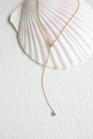 Vintage Rhinestone Diamond Butterfly Gold Necklace Selected By Moons + Junes Vintage