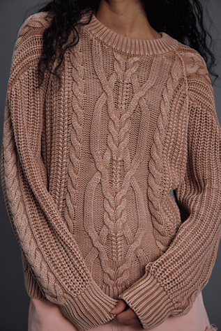 Frankie Cable Knit Sweater by Free People in Tan, Size: XS