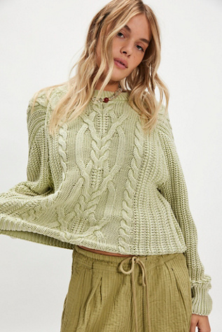 Frankie Cable Jumper at Free People in Green, Size: XS