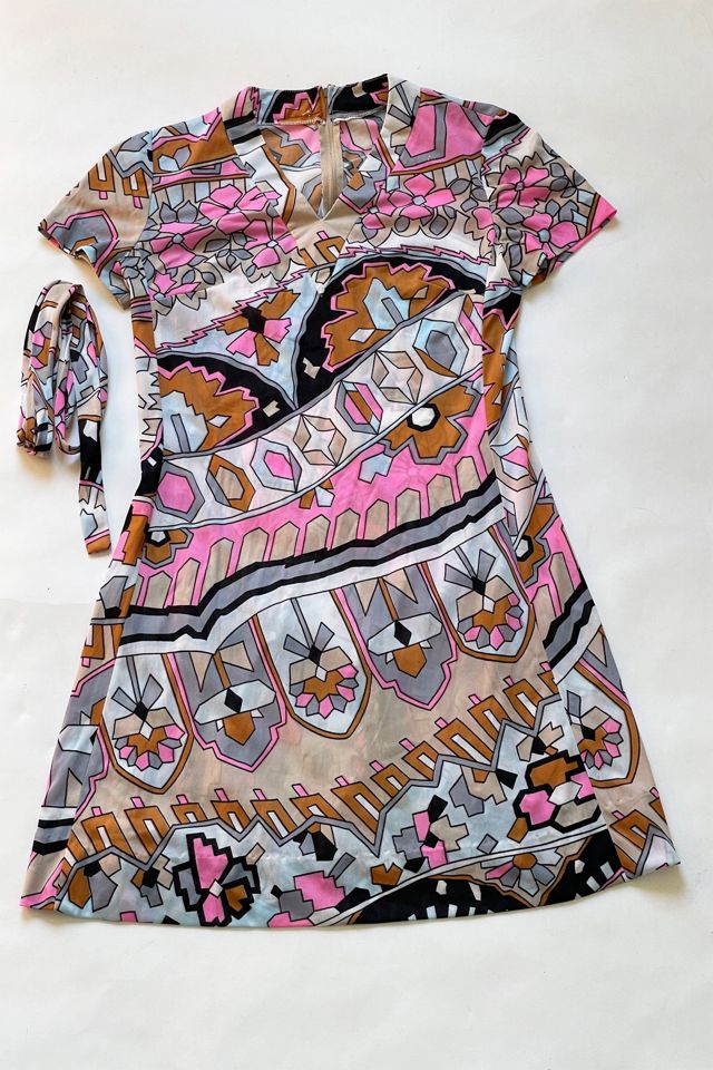 Vintage 1970's Crazy Pattern Mini with Belt Dress Selected by ...