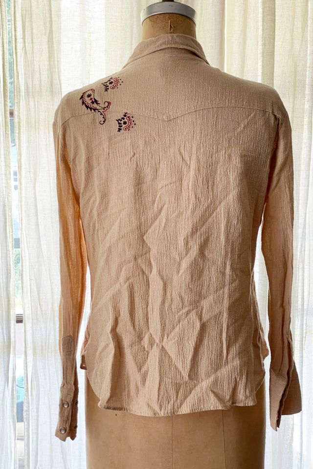 Vintage 1980's Paisley Embroidered Gauze Shirt Selected by FernMercantile #2