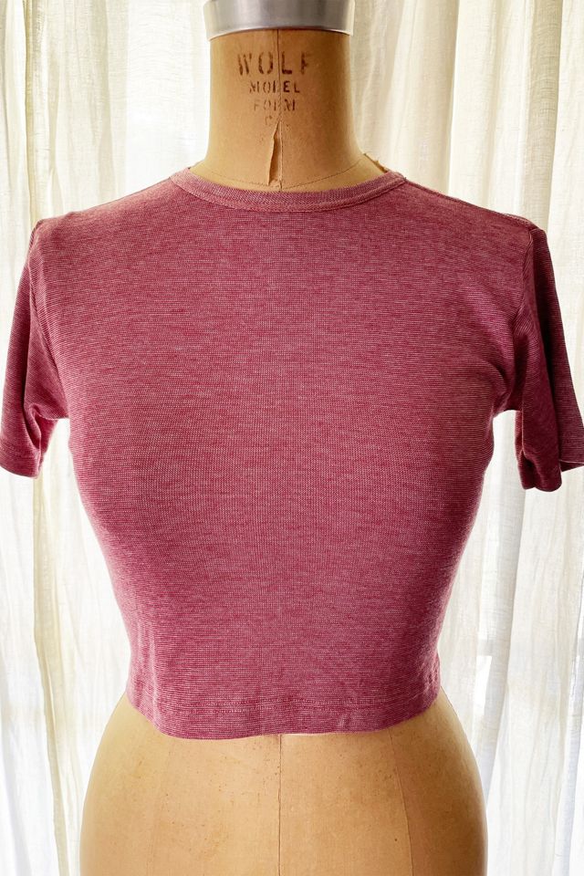 Vintage Ruby Fine Striped Crop Top Selected by FernMercantile #1