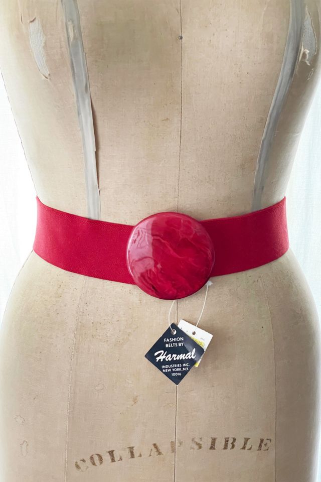 Vintage 1980's Red Stretch Deadstock Belt Selected by FernMercantile #1