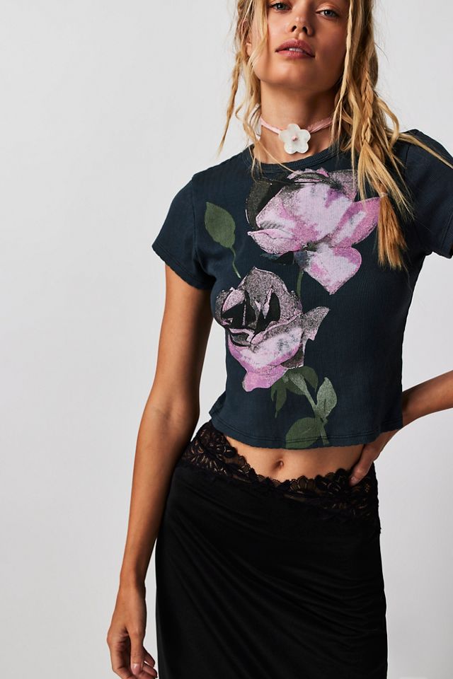 Floral Pointelle-Knit T-Shirt