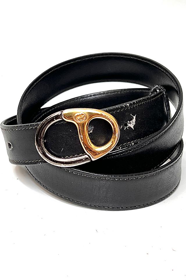 Vintage Gucci Black Scuffed Leather Belt Selected by Anna Corinna ...