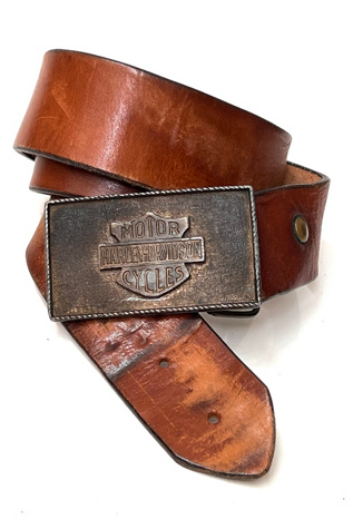 Vintage Harley Davidson Buckle Leather Belt Selected by Anna Corinna