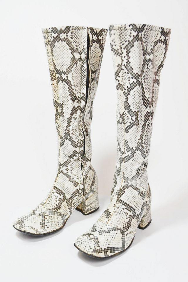 1960s Snakeskin Knee High Boots Selected by Old Moon Vintage