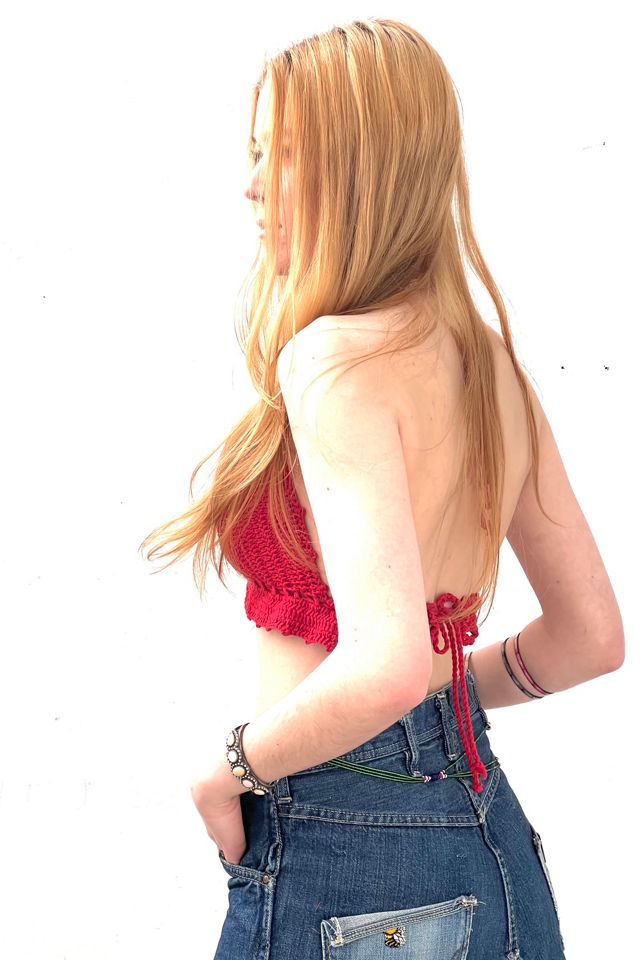 Vintage Cherry Hand Crocheted Bralette Top Selected by Anna Corinna #1