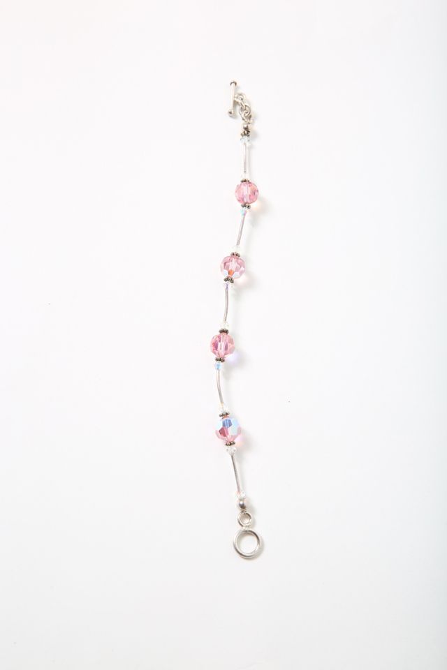 Sterling Silver with Handmade Glass Beads & Swarovski Crystal Bracelet  Selected by Love Rocks Vintage