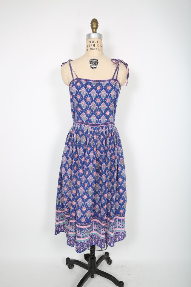 70s Vintage Blue & Pink Floral Print Sundress Love Rocks Vintage | Free People