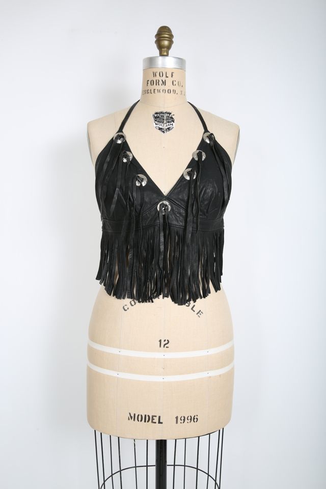 Vintage Sheer Black Lace Bra Top with Fringe Selected by Love