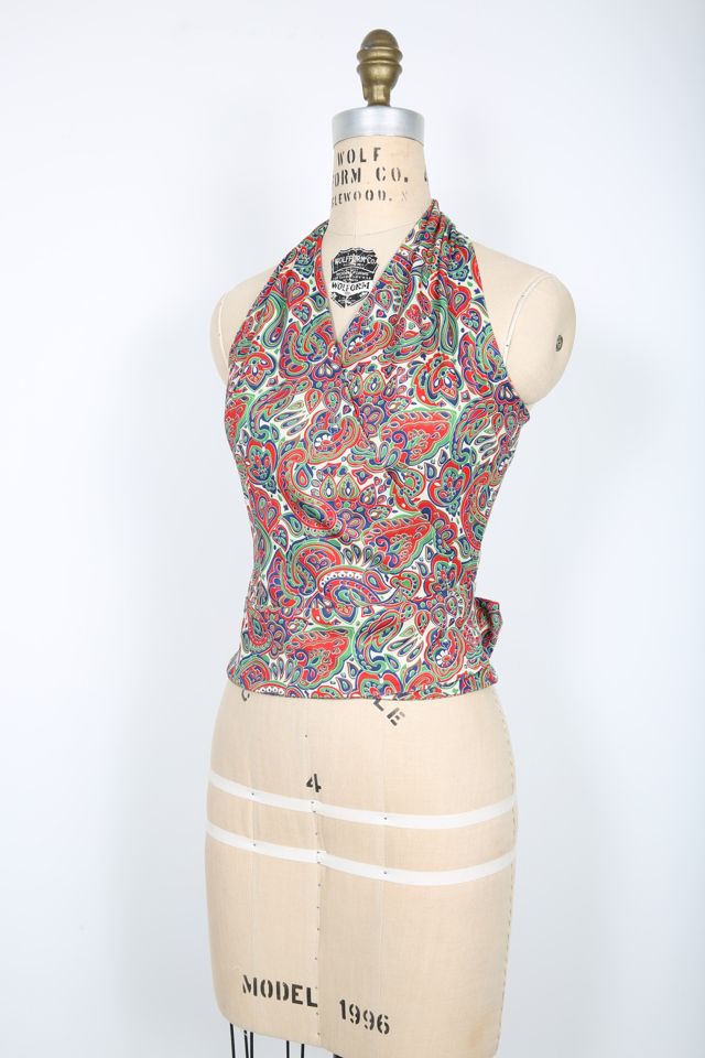 70s Vintage Multi Color Wrap Halter Top Selected by Love Rocks