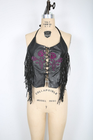 Vintage Label Tina Pointed Leather Halter Top main image 0