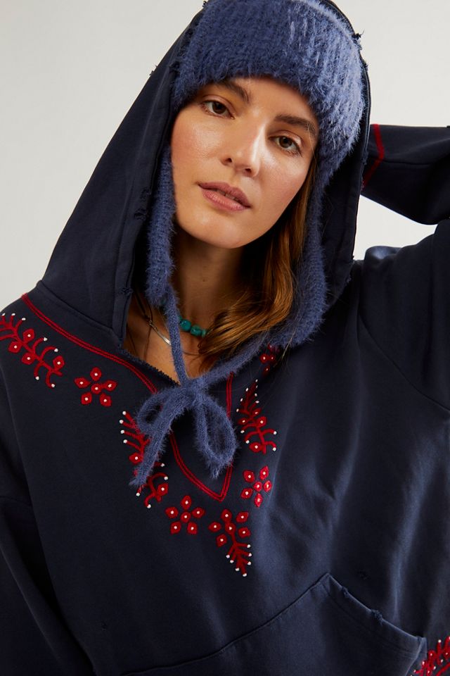 Embroidered on sale hooded sweatshirt