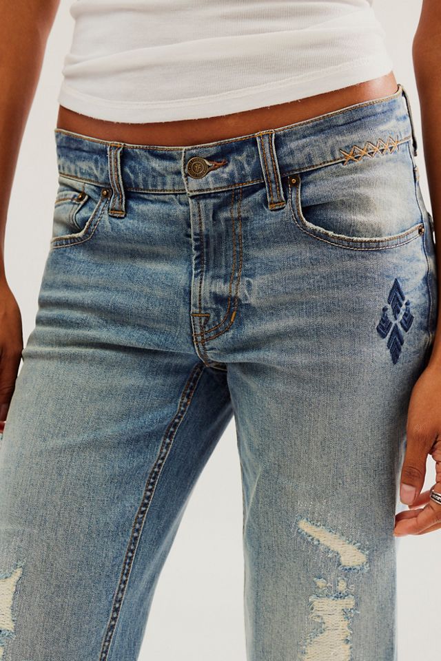 Jean droit taille basse à broderies FRYE #3