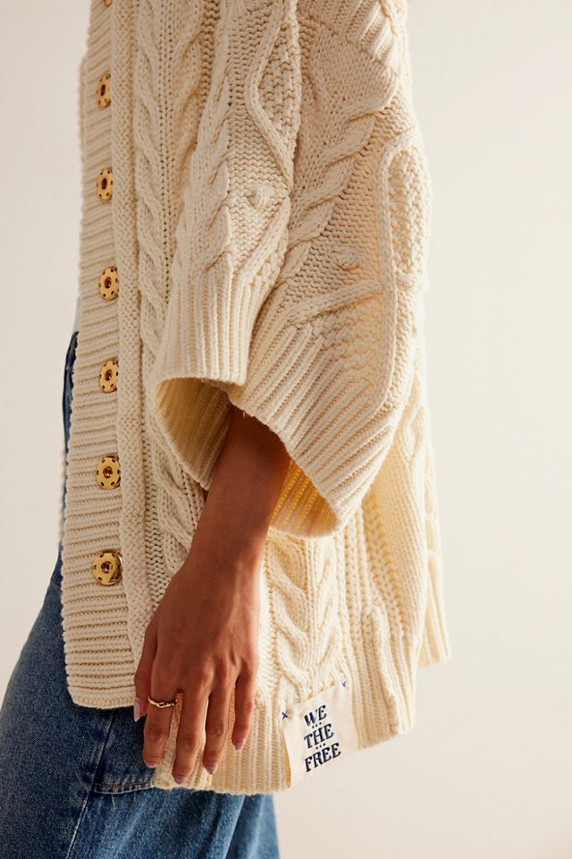 Free People hotsell cream Montana Cable Cardigan sweater