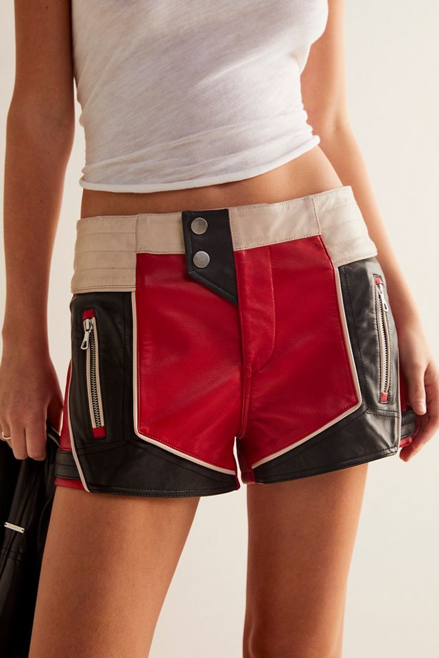 Free people leather on sale shorts