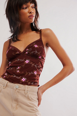 Pocket Full of Posies Cami by Intimately at Free People in Chocolate Merlot, Size: XS