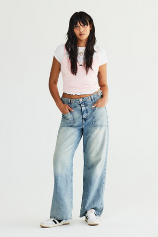 We The Free Palmer Cuffed Jeans at Free People in La La Land, Size: 32