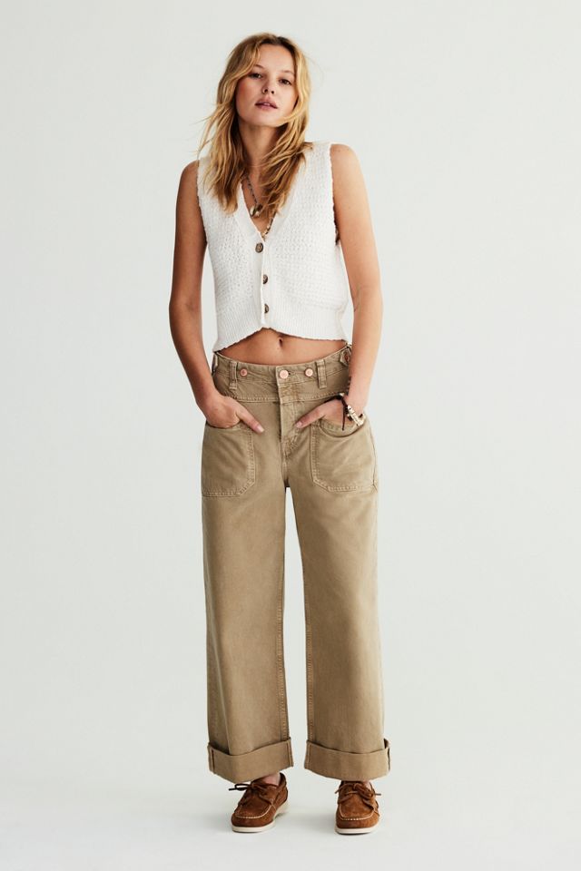 Free People Major Leagues Mid Rise Cuffed Jeans