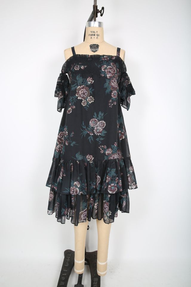 Vintage Black Floral Cottagecore Sundress Selected by Love Rocks Vintage